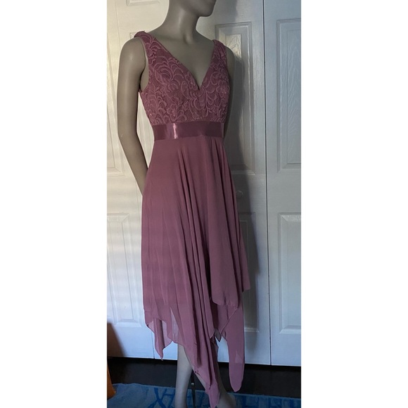Ever Pretty Women Double V-Neck Mauve Flowy dress size S/4 - Picture 3 of 16
